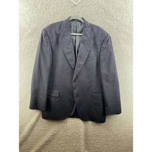 Cross And Windsor Pinstrip Sports Coat Blazer Jacket Blue Size 44R